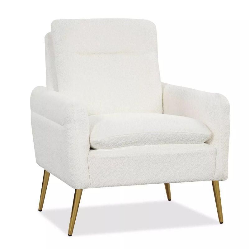 Classic Boucle Arm Chair - White - 80x85x85 cm - By Alhome - ALHOME