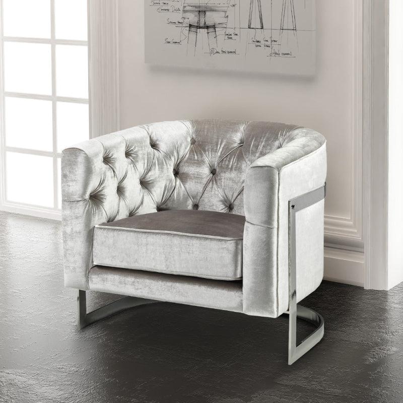 Gray Velvet Chair By Alhome - 110111686 - ALHOME