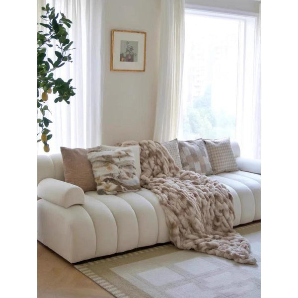 Beige Velvet 3-Seater Sofa By Alhome - ALHOME