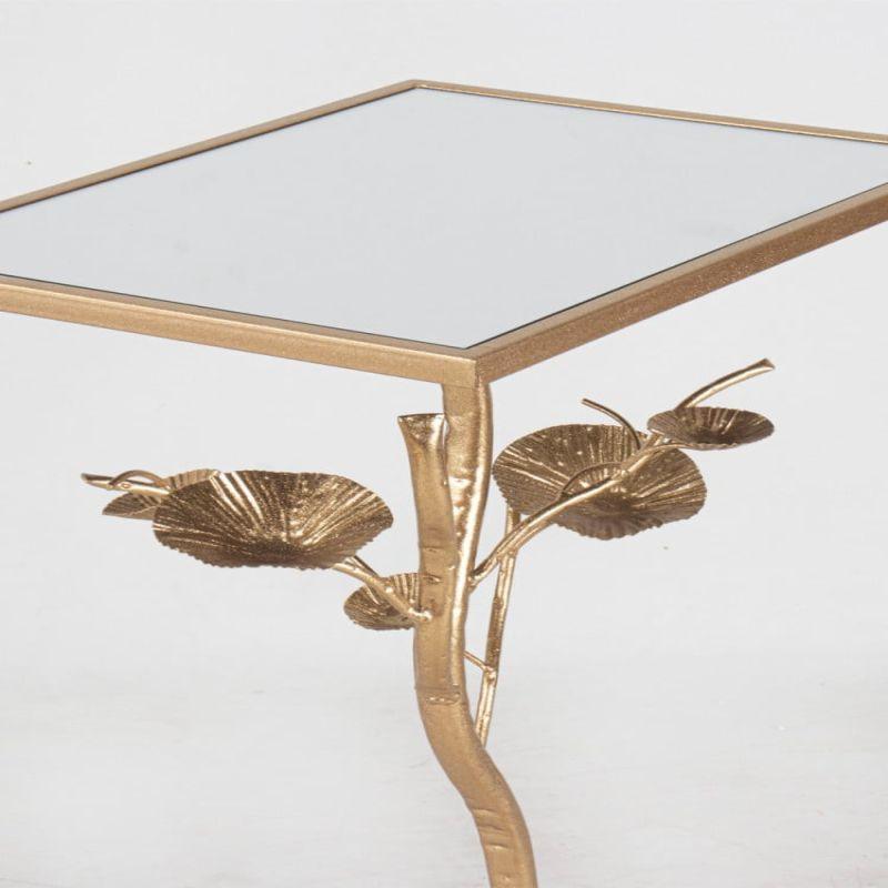 Single Table With A Rectangular Mirror Glass Top And Golden Iron Bases By Alhome - ALHOME