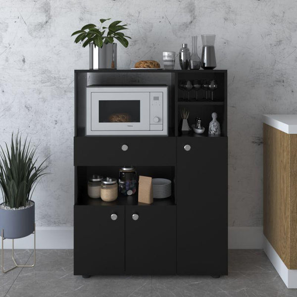 Black Coffee Corner with Shelves By Alhome - ALHOME