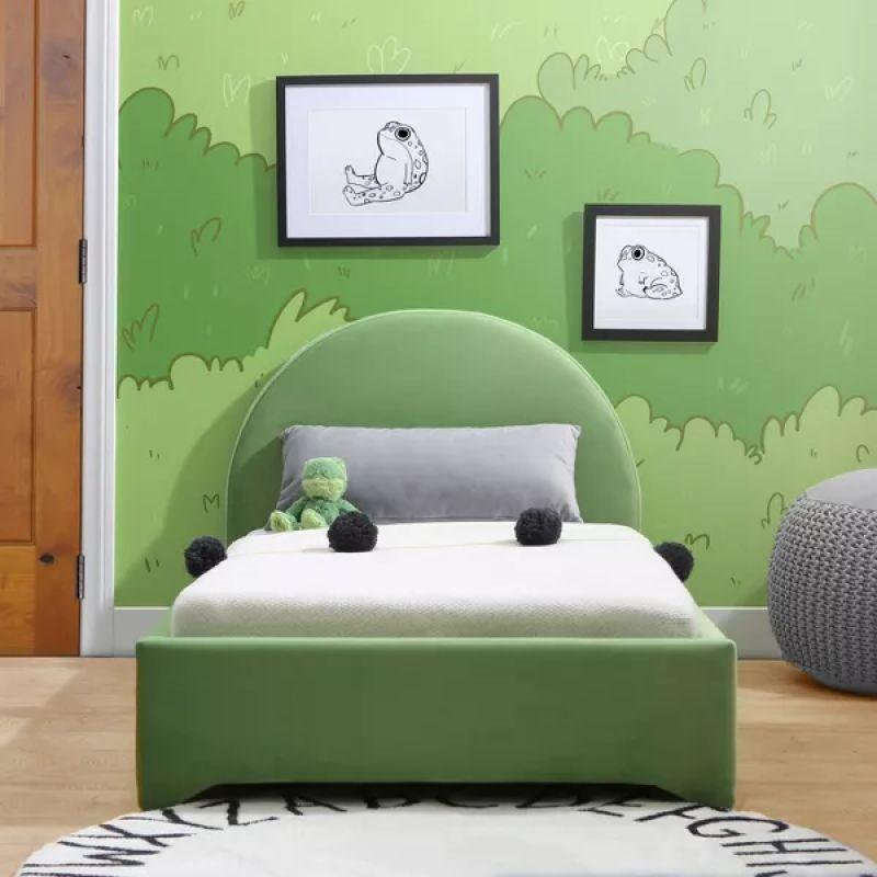 Kids' Green Fabric Upholstered MDF Bed: Vibrant Modernity, 120x200x140 cm by Alhome - ALHOME