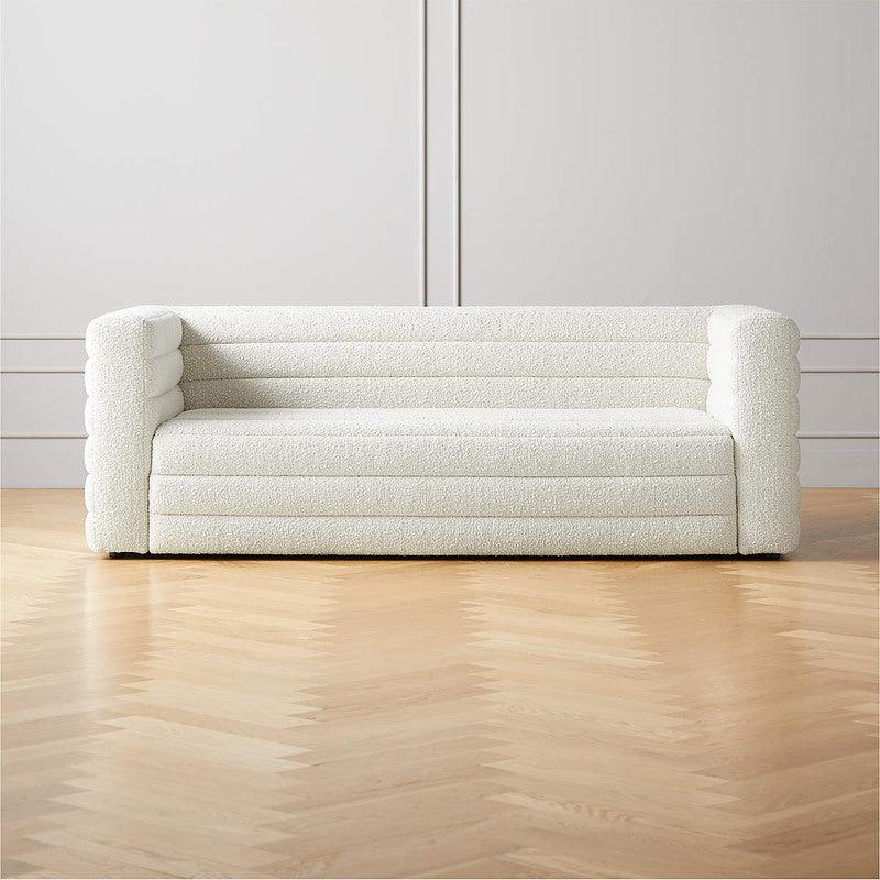 Pure Elegance: White Velvet 3-Seater Sofa By Alhome - ALHOME