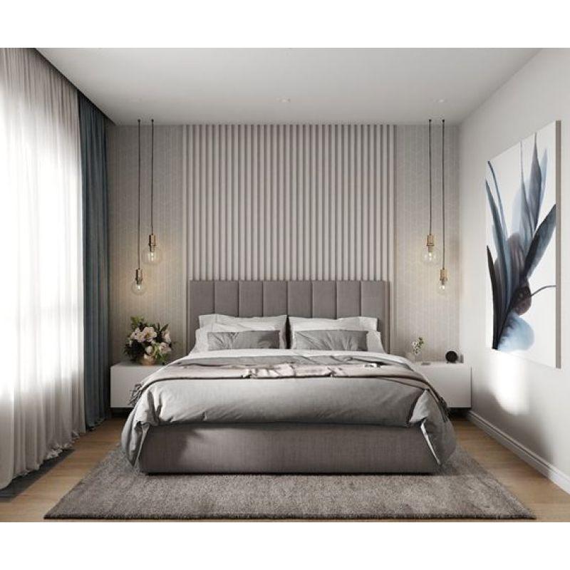 Queen Bed in Grey Chanel Fabric with Swedish Wood Frame By Alhome - 110112383 - ALHOME