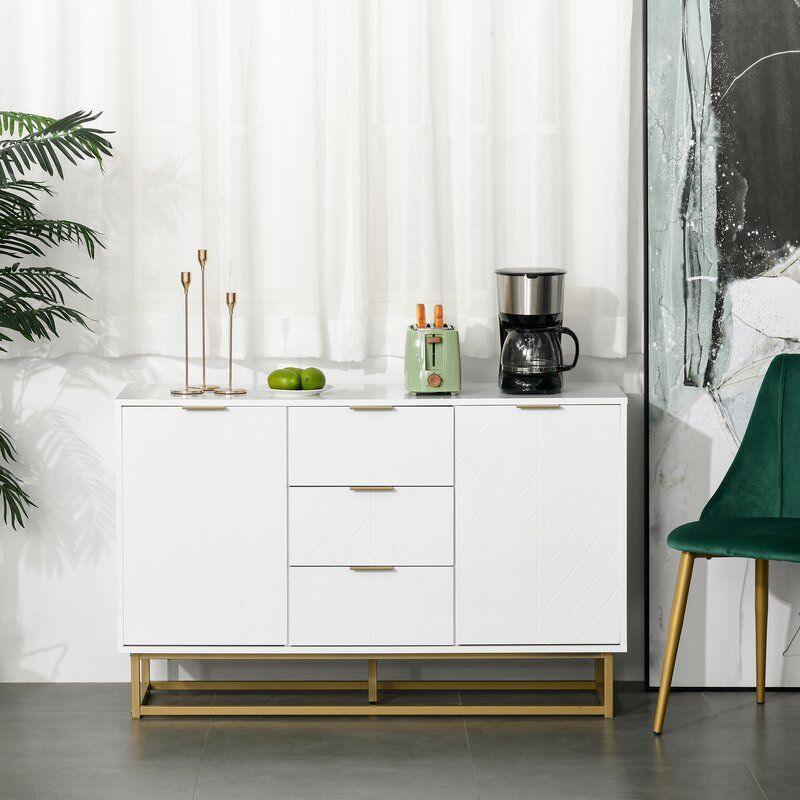 Contemporary White Wood Buffet Table By Alhome - 110110543 - ALHOME