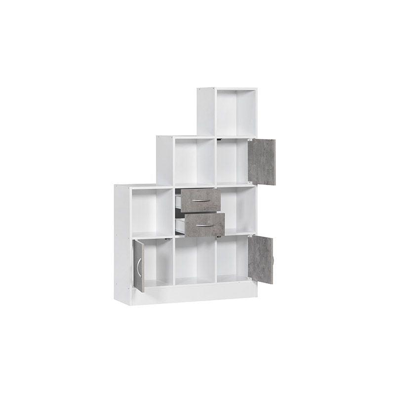 Office Storage Unit With Cube Design - White And Gray - 120x30x140 cm - By Baity - ALHOME