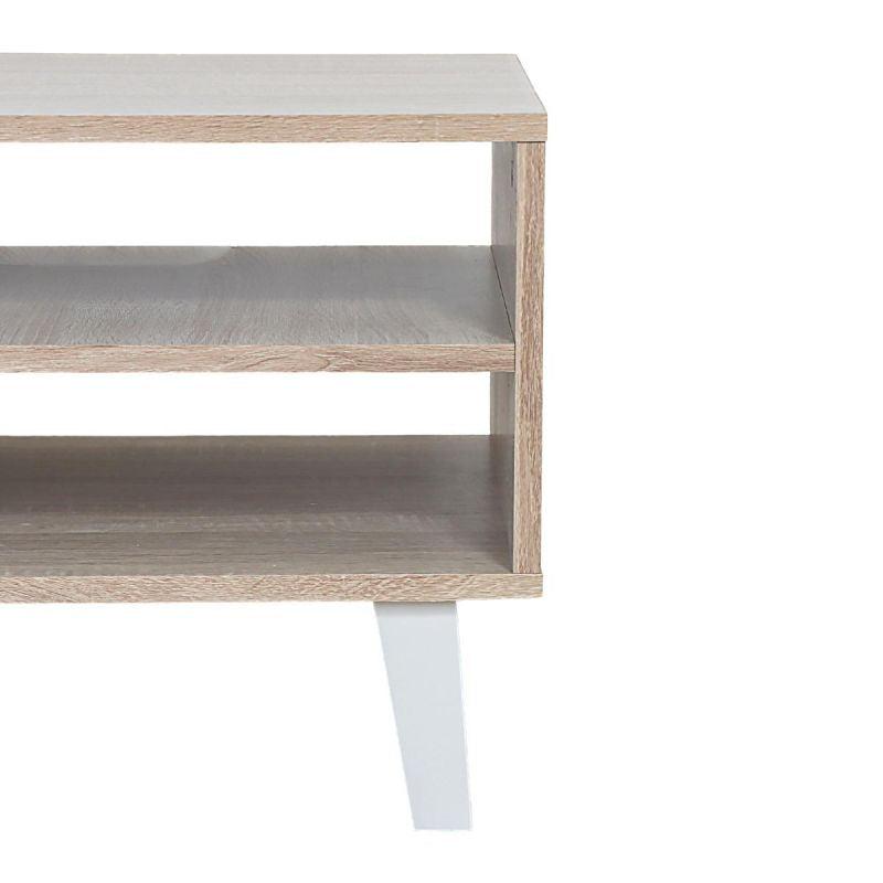 Center Table From Malaysian Wood - Wooden And White - 92x46.5x42 cm - By Baity - ALHOME