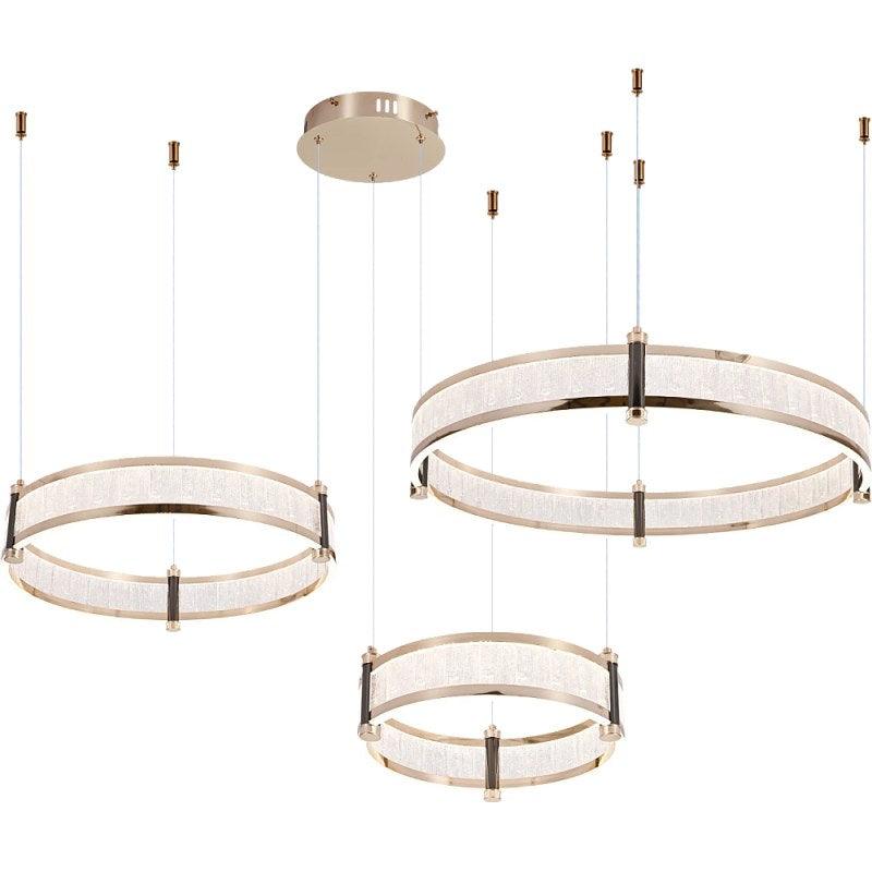 Modern 3-Ring Gold Chandelier With 3 Lighting - 165 W By Alhome - ALHOME