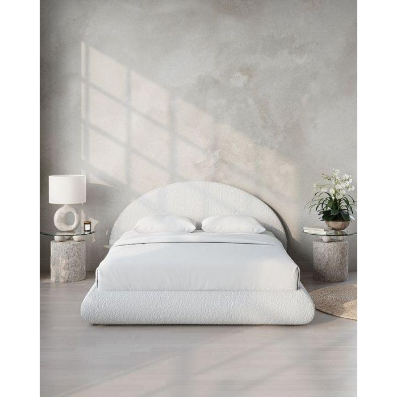 Ivory Bouclé Tranquility: Swedish Wood Super King Bed (200x200x125) by Alhome - ALHOME