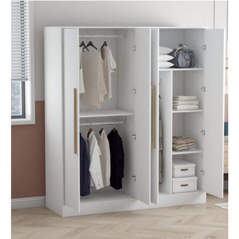 White Wardrobe with 4 Doors By Alhome - ALHOME