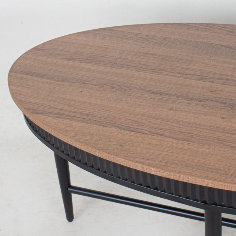 Wooden Oval Center Table With Metal Frame - Light Wood By Alhome - ALHOME