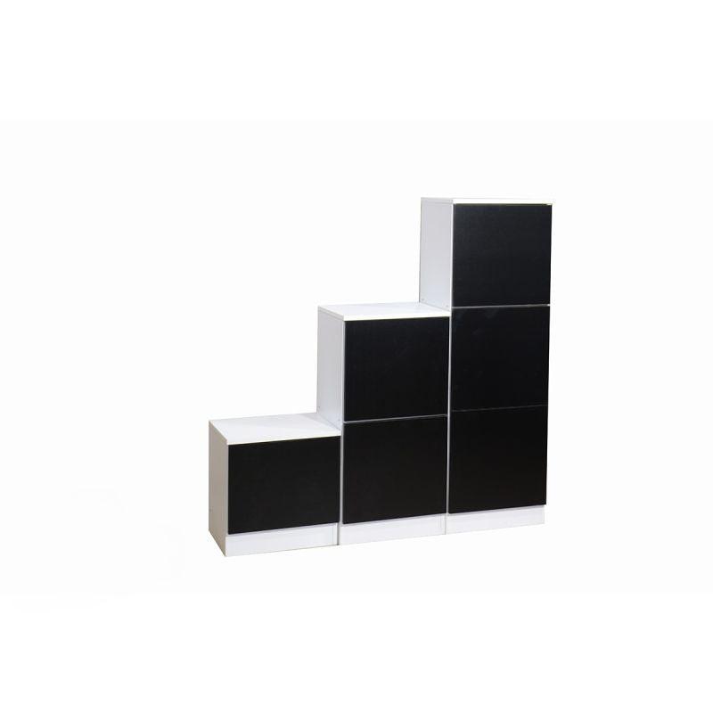 Shoe Cabinet With 3 Sections In A Graduated Design Made Of Premium Wood - Black And White - 40x30x120 cm - By Baity - ALHOME