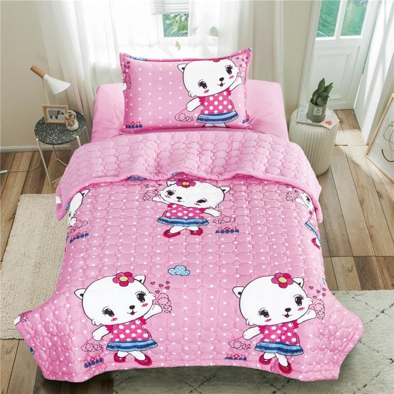 Children'S Velvet Mattress 3 Pieces - Single - Pink With Drawings By Alhome - 110112692 - ALHOME