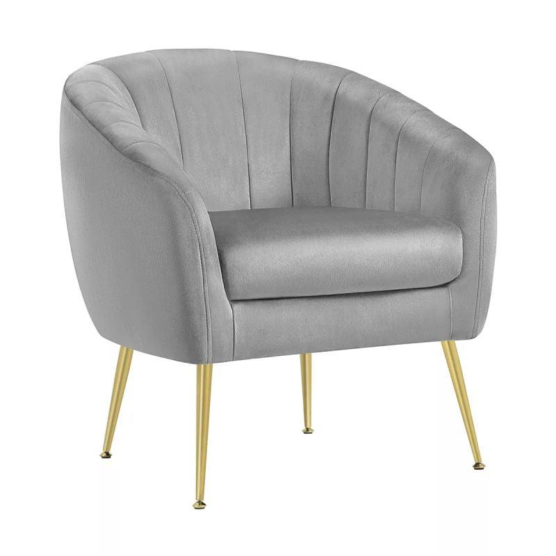 Modern Cozy Grey Velvet Arm Chair - 80x85x85 cm - By Alhome - ALHOME