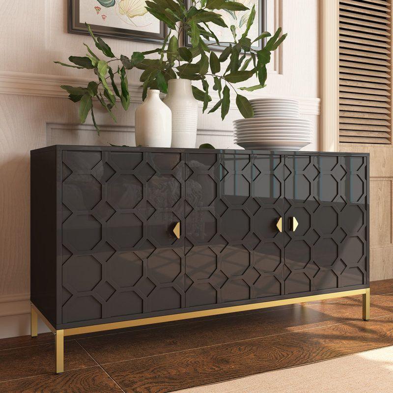 Modern Black Wood Buffet Table By Alhome - 110110544 - ALHOME