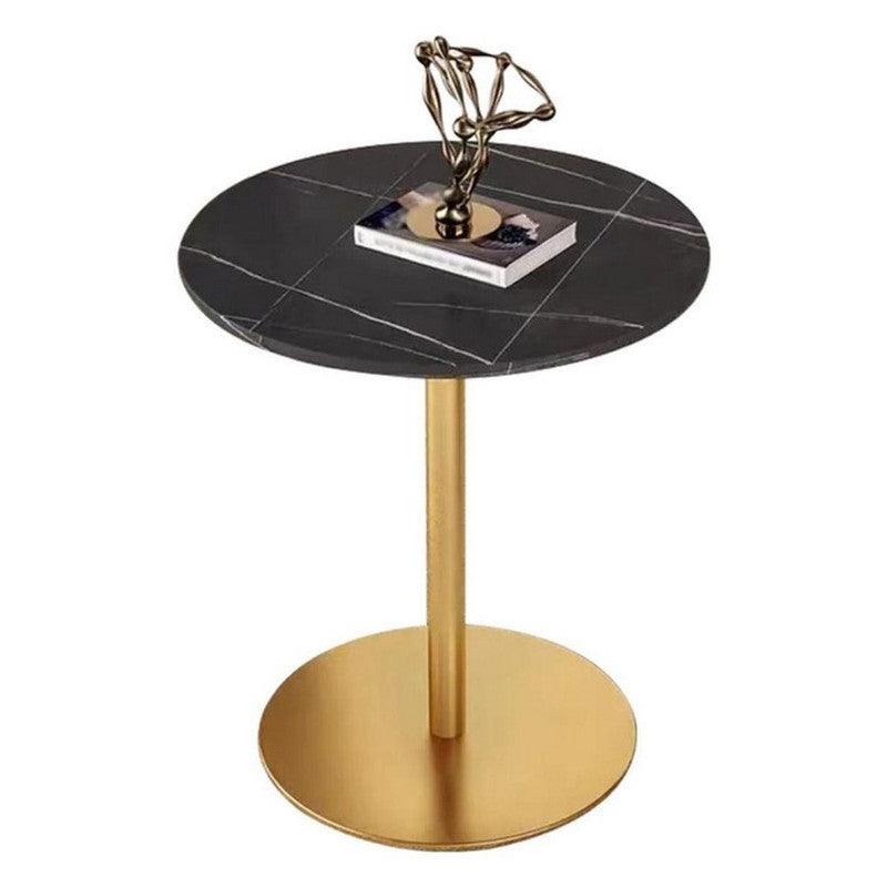 Marble Wood Side Table Gold and Black - 35x55 cm By Alhome - ALHOME