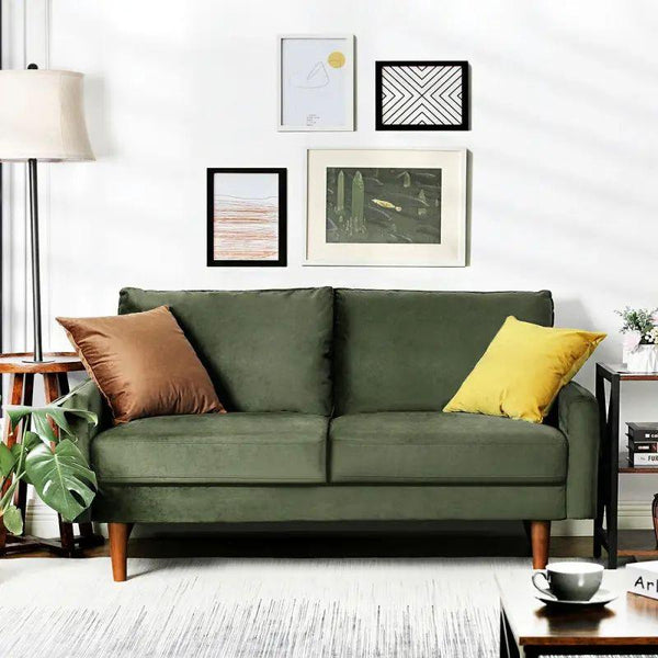 Lush Green Velvet 2-Seater Sofa Swedish Wood By Alhome - ALHOME