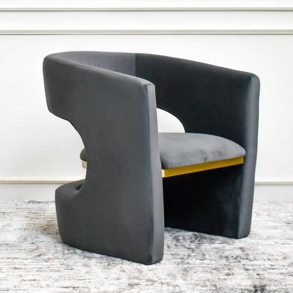 Velvet Lounge Chair in Subdued Gray By Alhome - 110111225 - ALHOME