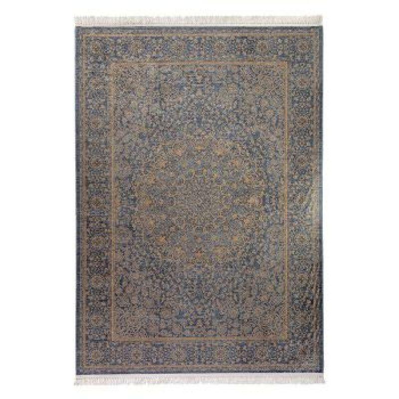 Soft Turkish Velvet Rectangular Rug - Beige and Blue - By In House - ALHOME