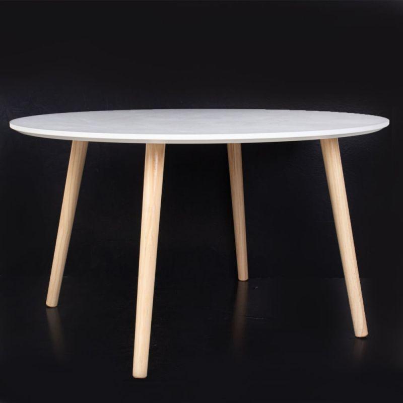 Service Table With A White Wooden Top And Wooden Bases By Alhome - ALHOME