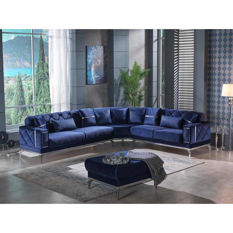 Velvet Indigo L-Shaped Sofa By Alhome - ALHOME