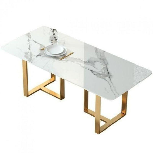 White Marble Dining Table for Elegant Dining By Alhome - ALHOME