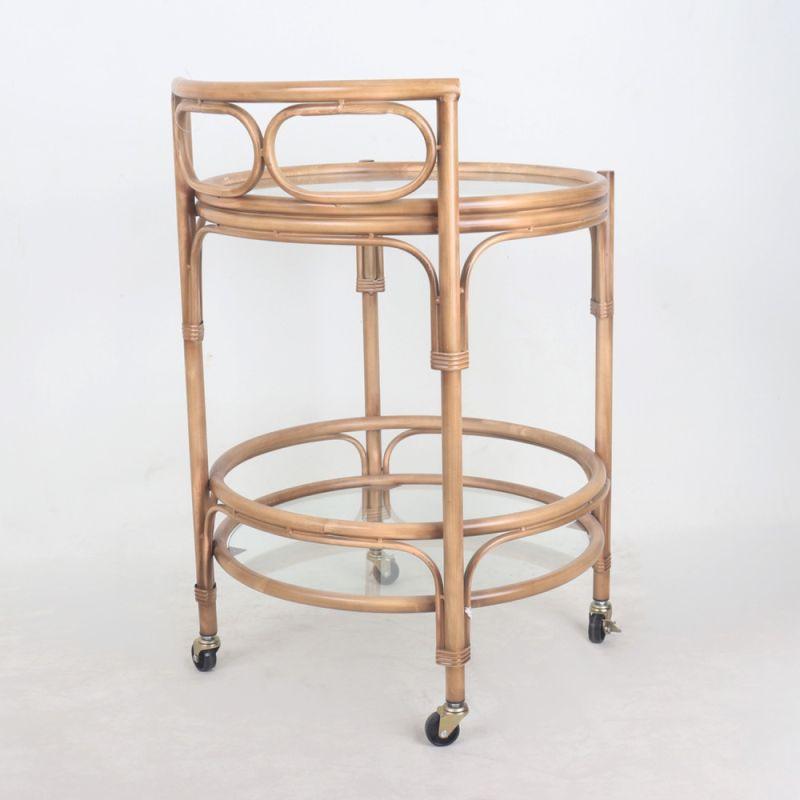 Iron Serving Cart - Two-Storey Wood Shape - Metal + Glass - Wooden - By Alhome - ALHOME