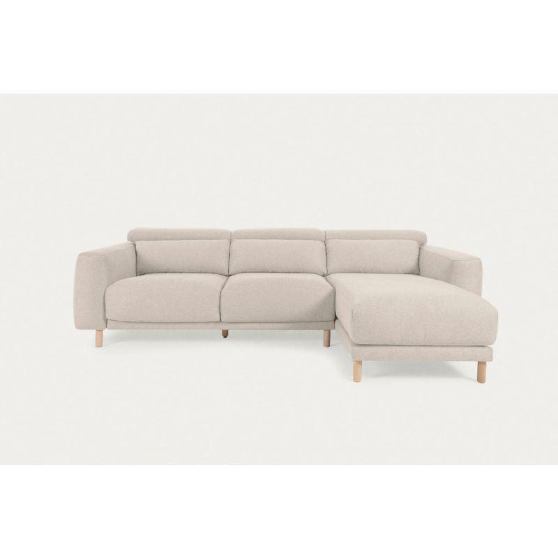 Beige Swedish Wood L-Shape Sofa - Size: 270x160x85x85, Material: Linen By Alhome - 110112211 - ALHOME