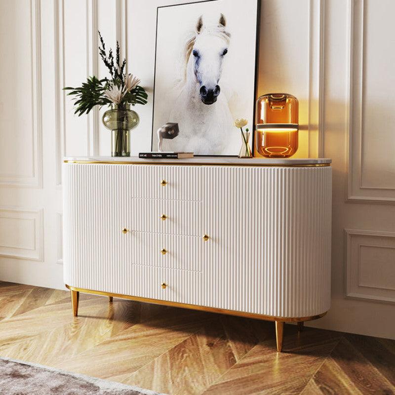 Elegant Wood and Marble Console Table By Alhome - ALHOME