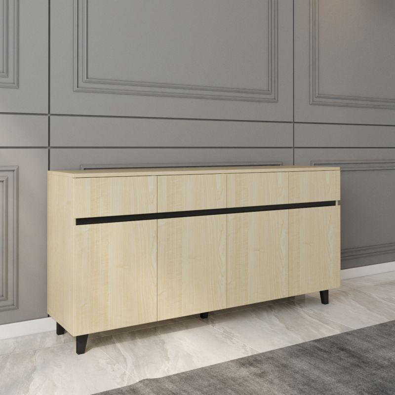 Console Storage Unit in Beige and Black By Alhome - ALHOME