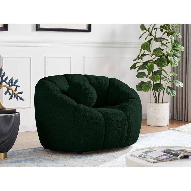 Midnight Elegance: green Bouclé Chair By Alhome - ALHOME