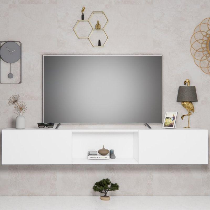 White TV Unit With Contemporary Simplicity for Your Entertainment Space By Alhome - ALHOME