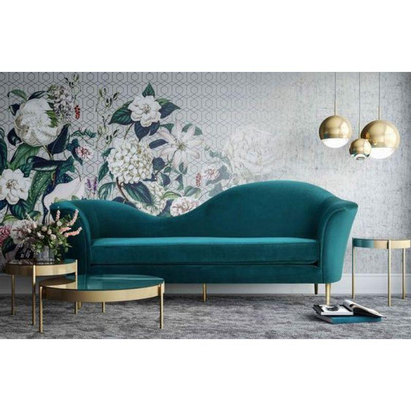 Oceanic Turquoise Velvet 3-Seater Sofa Swedish Wood By Alhome - ALHOME