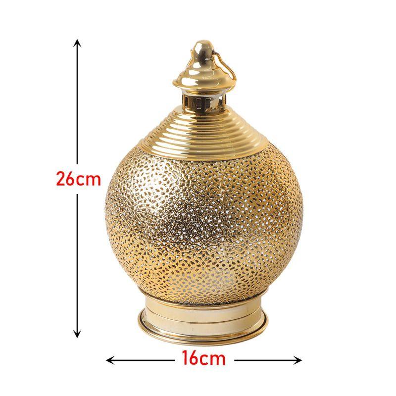 Steel Ramadan Lantern With Led Light With Sound - Gold - 26X16X16 Cm - By Family Ship - 600007821 - ALHOME