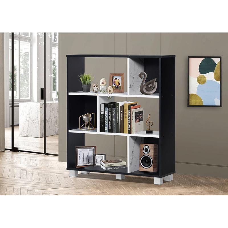 Multi-Use Shelving Unit - Black And White Marble - 80x24x93 cm - By Baity - ALHOME