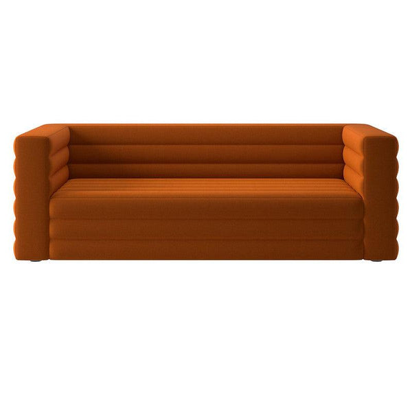 Sunset Glow: Rusted Orange Velvet 3-Seater Sofa By Alhome - ALHOME