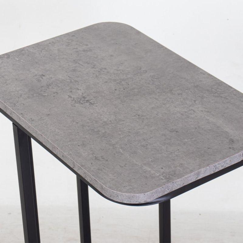 Wooden Single Service Table With Metal Base In Black And Grey By Alhome - ALHOME