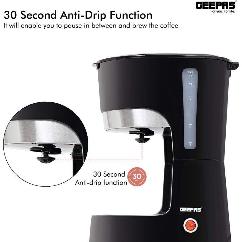 Geepas Liquid Filter Coffee Machine - 1.5 liters - 1000w - Black - Gcm6103 - .com - Your Destination for Baby & Mother Needs in Saudi Arabia