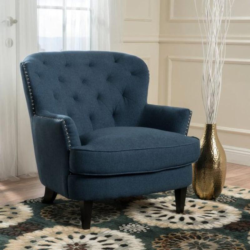 Midnight Majesty: Dark Blue Velvet Chair By Alhome - ALHOME