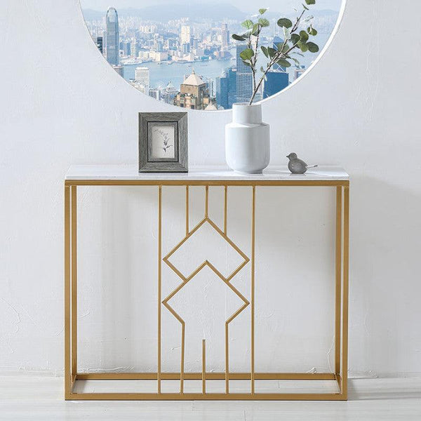 Contemporary Iron, Wood, and Glass Console Table By Alhome - 110110444 - ALHOME