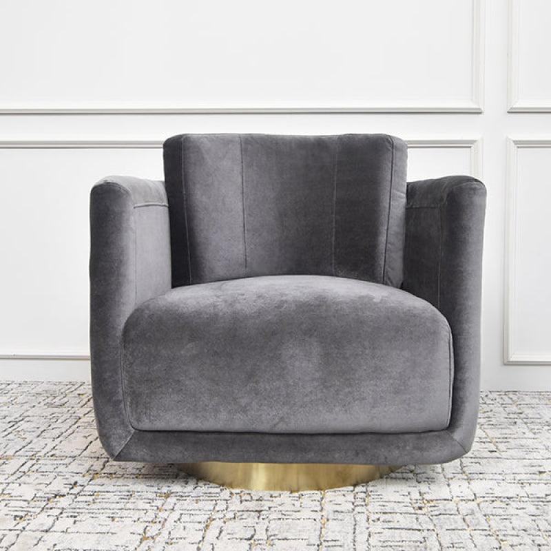 Velvet Accent Chair in Subtle Gray By Alhome - ALHOME