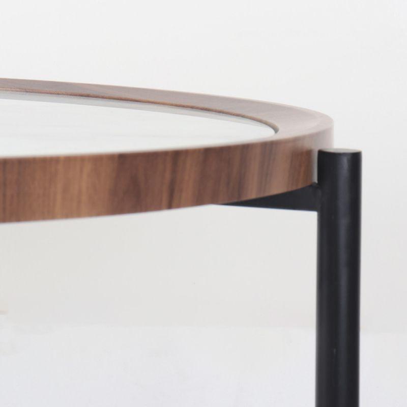 Circular Center Table With Wooden Top And Metal Frame - Black By Alhome - ALHOME