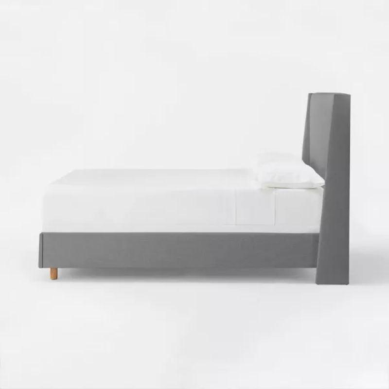 Ash Grey Linen Serenity: Swedish Wood Super King Bed (200x200x140) by Alhome - ALHOME