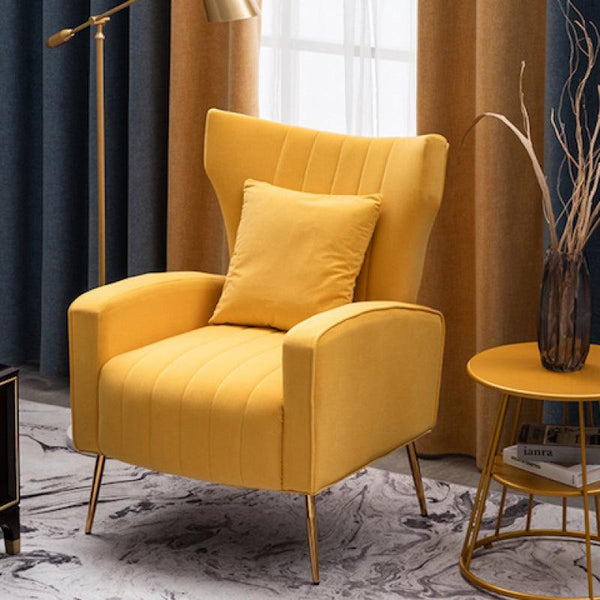 Sunny Serenity: Yellow Velvet Chair for Vibrant Comfort By Alhome - ALHOME