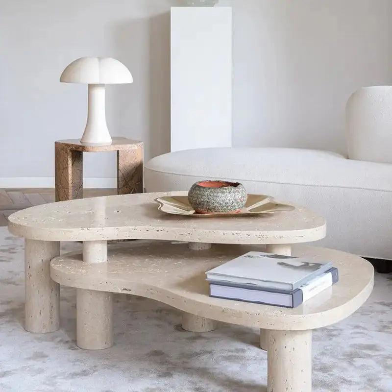 Treventino Off-White Marble Center Table By Alhome - Zrafh.com - Your Destination for Baby & Mother Needs in Saudi Arabia