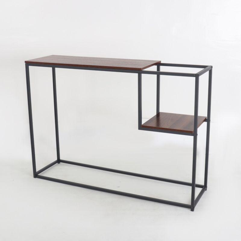 Metal Console With 2 Wooden Surfaces - Brown By Alhome - ALHOME