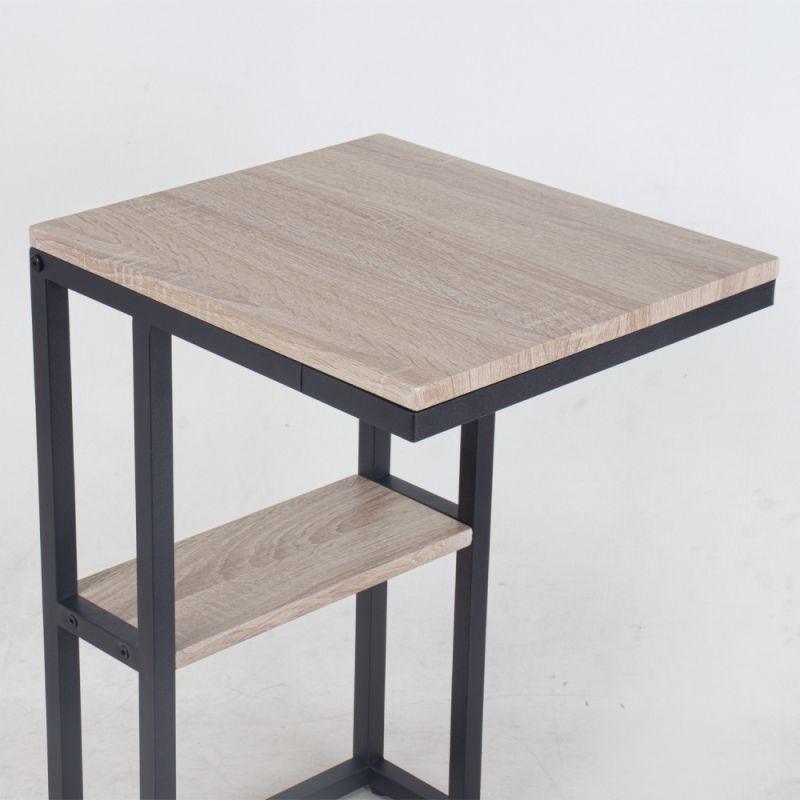 Single Service Table With Iron Bases And Beige Wooden Top By Alhome - ALHOME