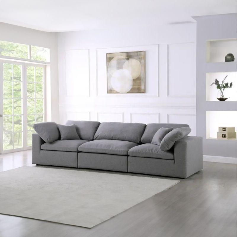 Luxurious Gray Velvet 3-Seater Sofa - 250x90x45 cm - Swedish Wood By Alhome - ALHOME