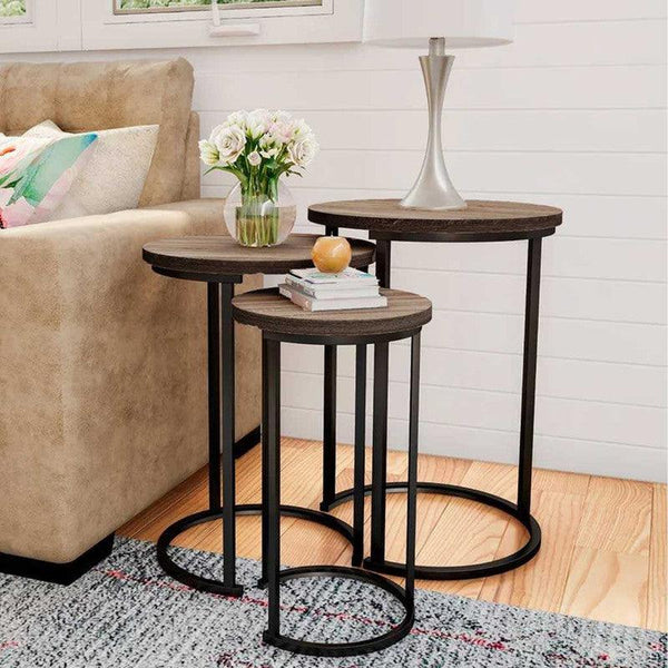 Side Table Set 3 Pieces - Brown By Alhome - ALHOME