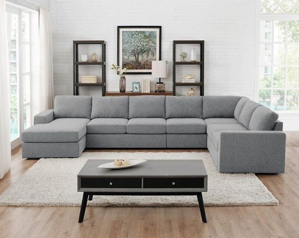 Alhome L-shaped sofa, 180 x 250 x 350 x 80 x 90 cm - gray - AL-542 - Zrafh.com - Your Destination for Baby & Mother Needs in Saudi Arabia